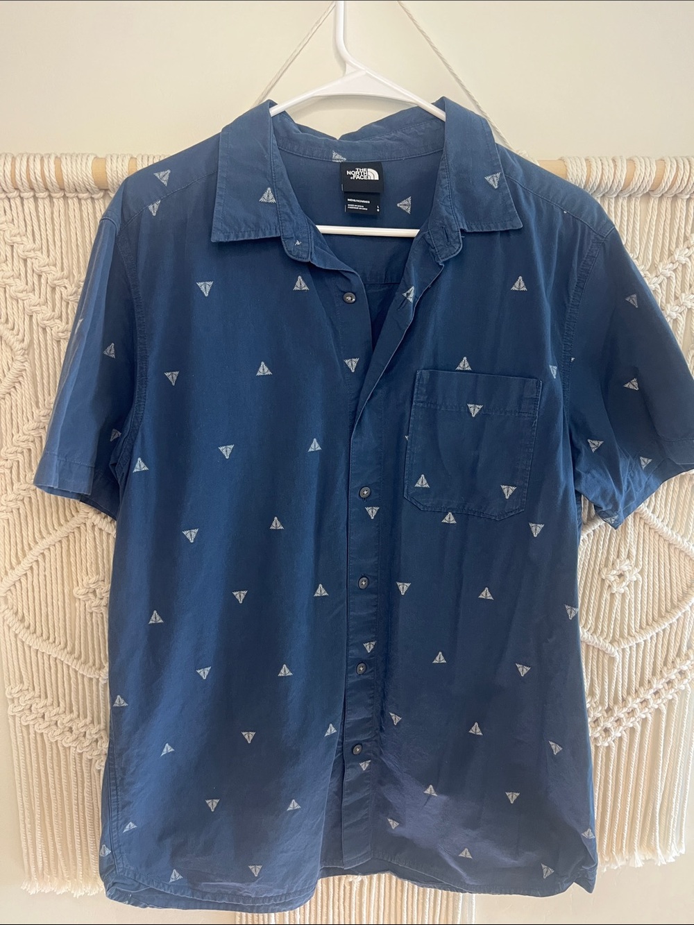 The North Face Men’s Short-Sleeve Navy Patterned Button-Up Shirt